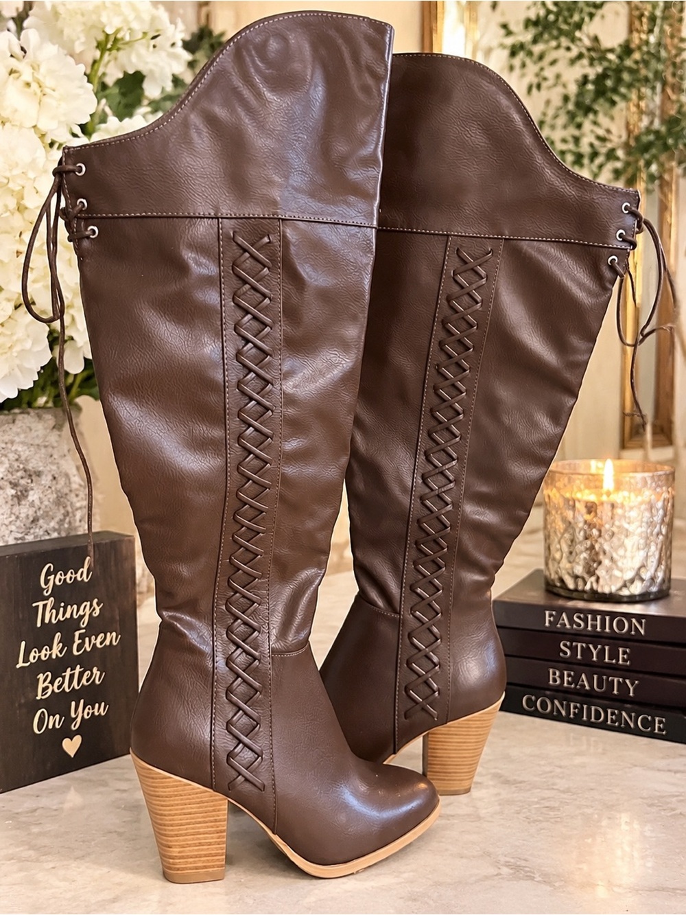 Journee Women’s Wide Calf Spritz-P Over-the-Knee Boots